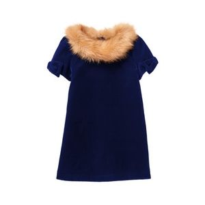Janie and Jack Girls Faux Fur Velvet Dress NWOT